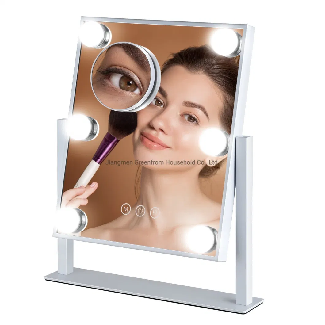 Hollywood Tabletop Makeup Mirror with 6 LED Lighted Bulbs