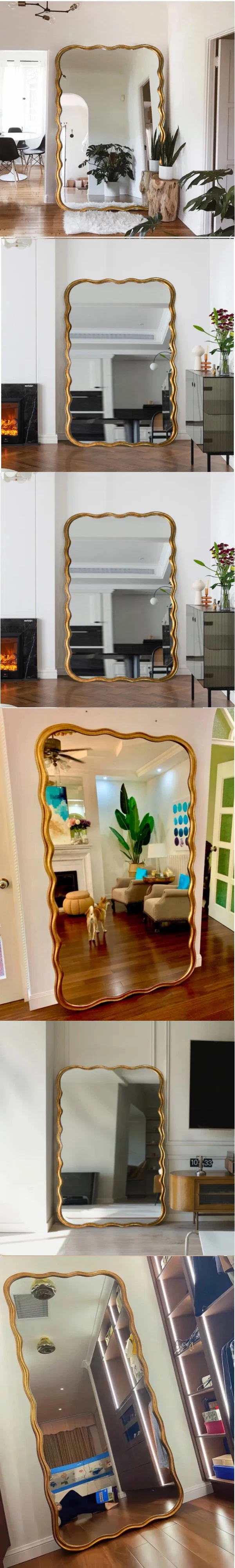 Custom Vintage Large Gold Metal Full Length Mirror