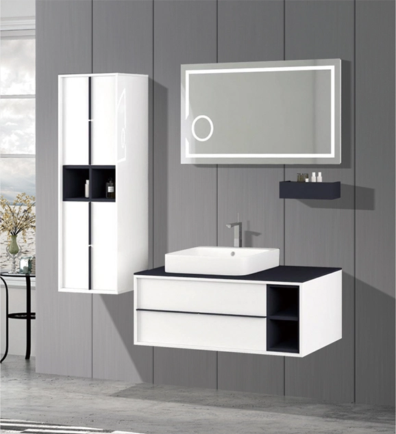 Factory High Quality Modern Customized PVC Bathroom Vanity Sets Wall Hanging LED Mirror Furniture Bath Cabinets