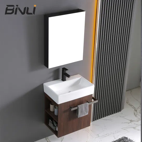 500 мм Настенный небольшой фанерный туалетный столик для ванной комнаты с зеркальным шкафом с одной художественной раковиной